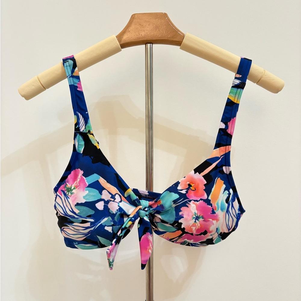 Floral Bikini Top with Tie Front
